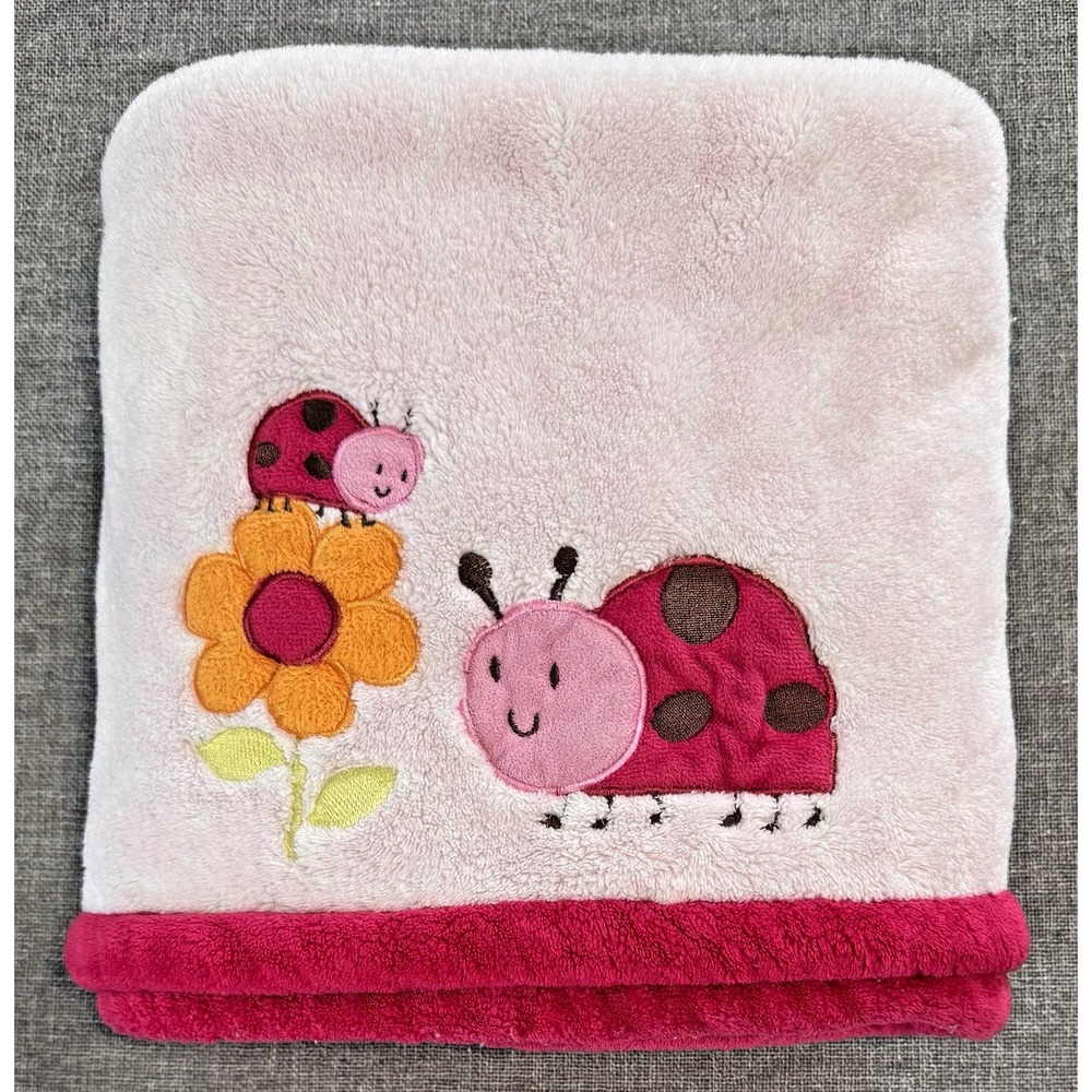 Carters Baby Blanket Pink Ladybug Flower Plush Nursery Security 30x38 Lovey